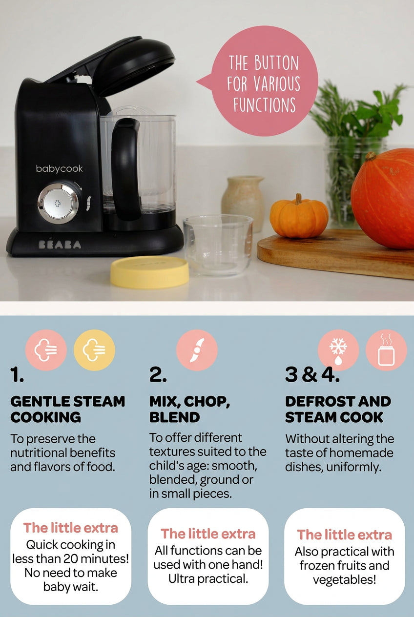 Béaba Babycook Solo 4 in 1 Baby Food Maker 1.1L Black