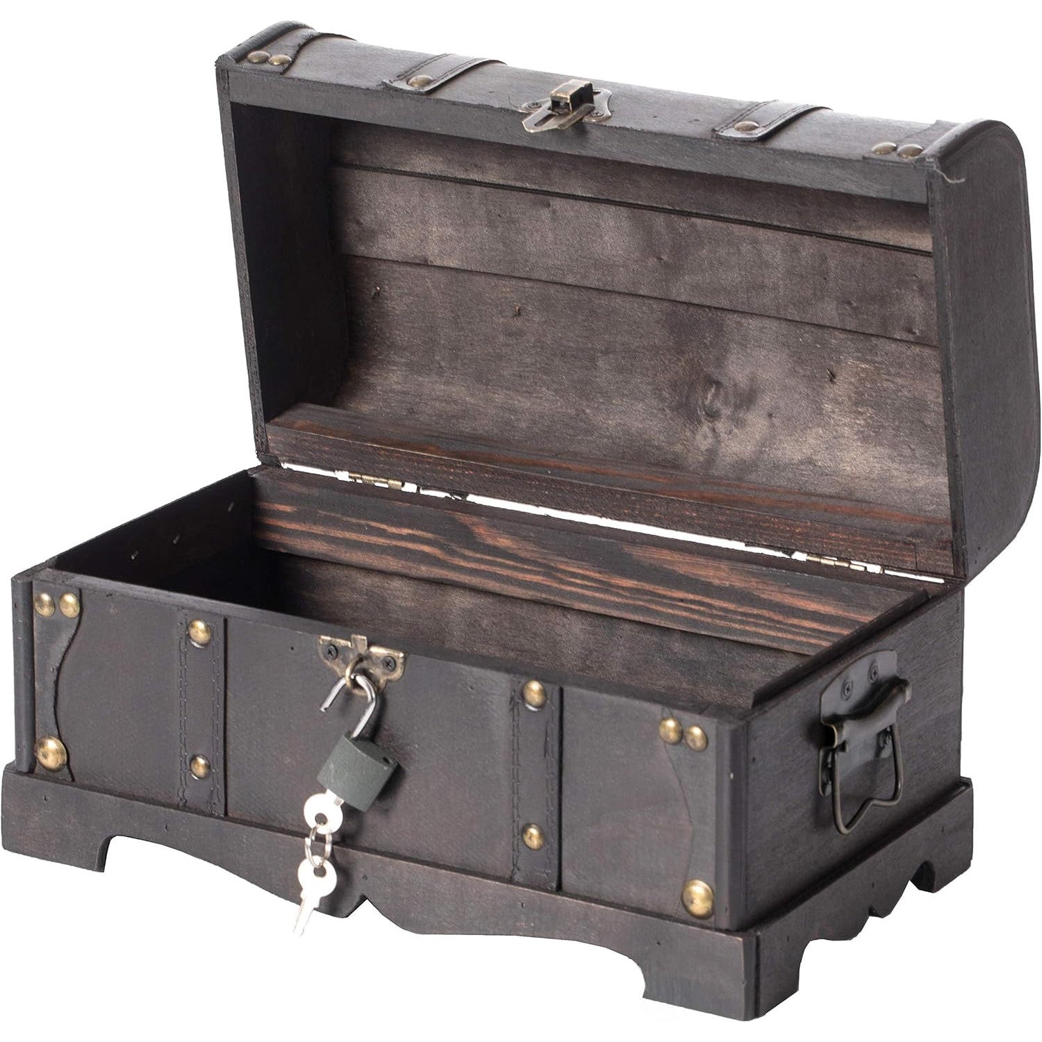 Vintage Pirate Wooden Treasure Chest with Padlock, Small Storage