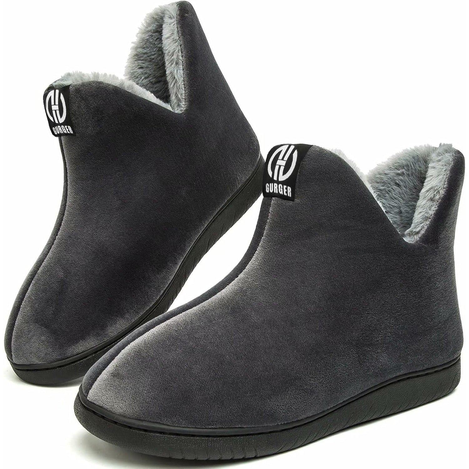 GURGER Warm Fur‑Lined Slipper Boots with Hard Sole
