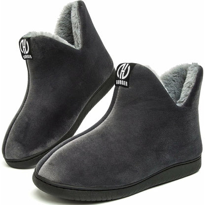 GURGER Warm Fur‑Lined Slipper Boots with Hard Sole