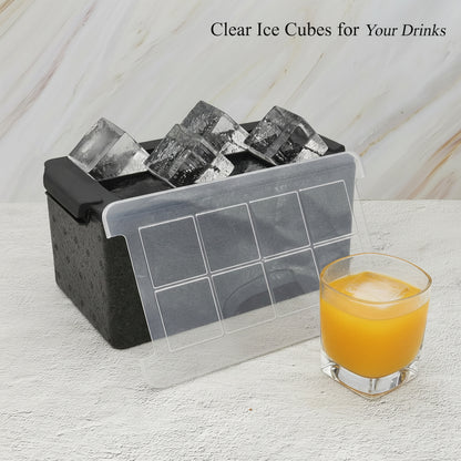 Bangp Crystal Clear Ice Cube Tray, 8 Large 2" Squares