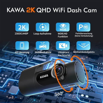 KAWA D6 2K QHD Dashcam 360° Rotating WiFi Night Vision