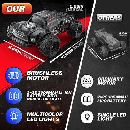DEERC 1/14 Brushless 4x4 Off-Road Truck with 7 Light Modes