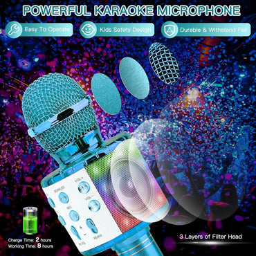 ShinePick 4-in-1 Wireless Karaoke Microphone with LED Lights - Gomix Brands Outlet