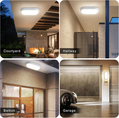 Letlit 12W LED Wall Light IP54 Bathroom Bulkhead 1200lm 4000K Neutral White Ceiling Porch Light