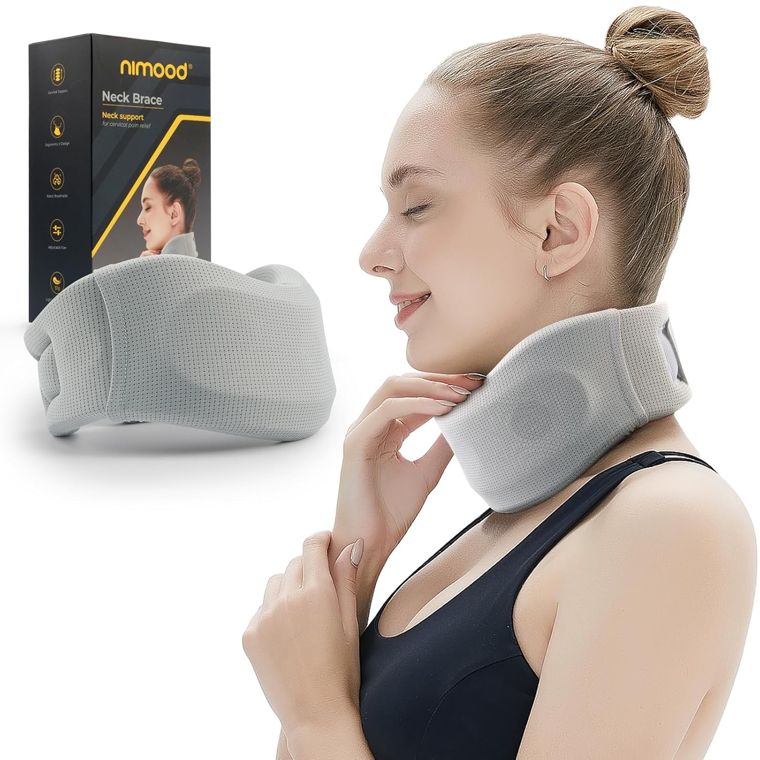 NIMOOD Adjustable Cervical Neck Brace Support Collar for Snoring Relief