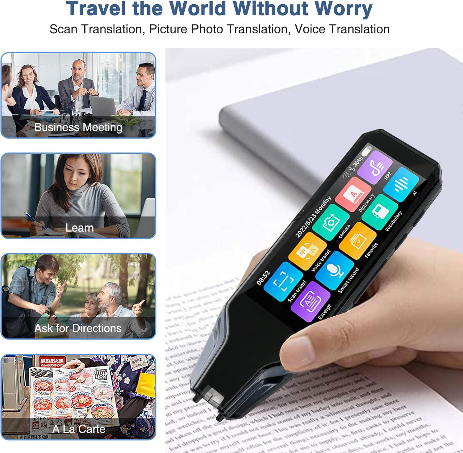 Lieberwell Multilingual Translation Pen with 5MP Camera and 4-Inch Touchscreen