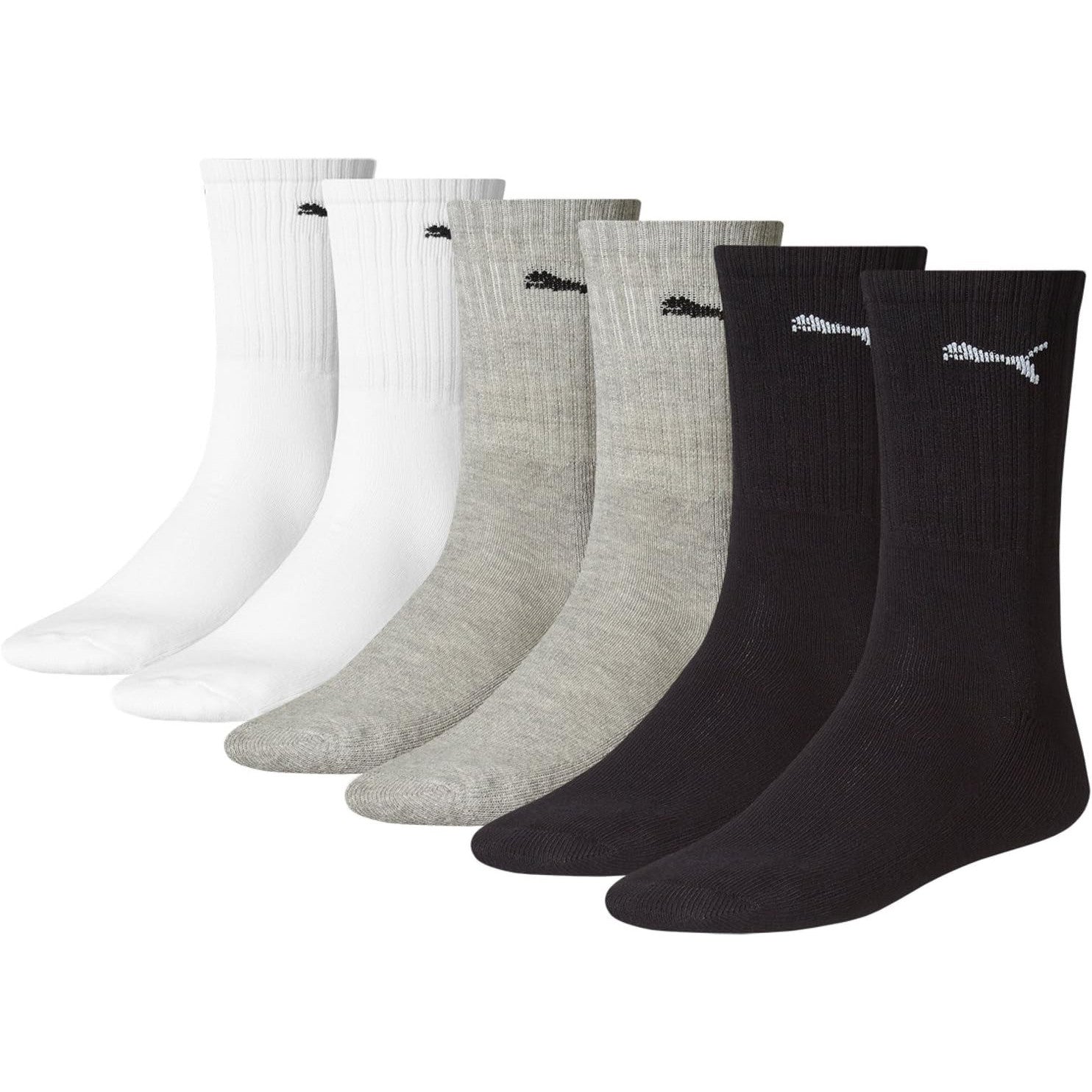 Puma Unisex Cush Crew Sports Socks 6-Pack Breathable Comfort