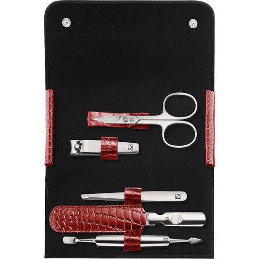 ZWILLING Classic INOX Travel Nail Kit, Red Leather 6-Piece Set