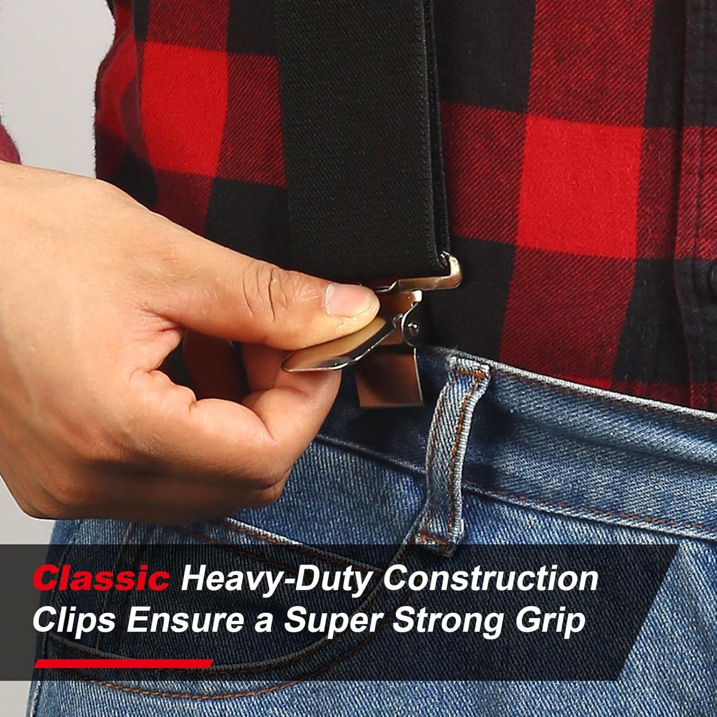 Ultrashang Classic Men's Heavy-Duty 2-Inch Wide Suspenders with Sturdy Clips