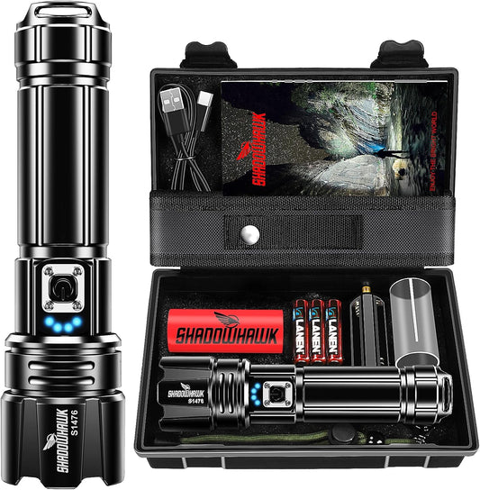 Shadowhawk 10000 Lumen XHP70.2 LED USB Rechargeable Tactical Flashlight