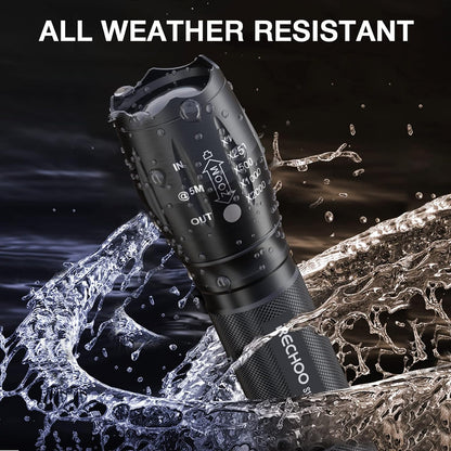 RECHOO S1500 Tactical Flashlight 1500 Lumens Waterproof 5‑Mode 2‑Pack