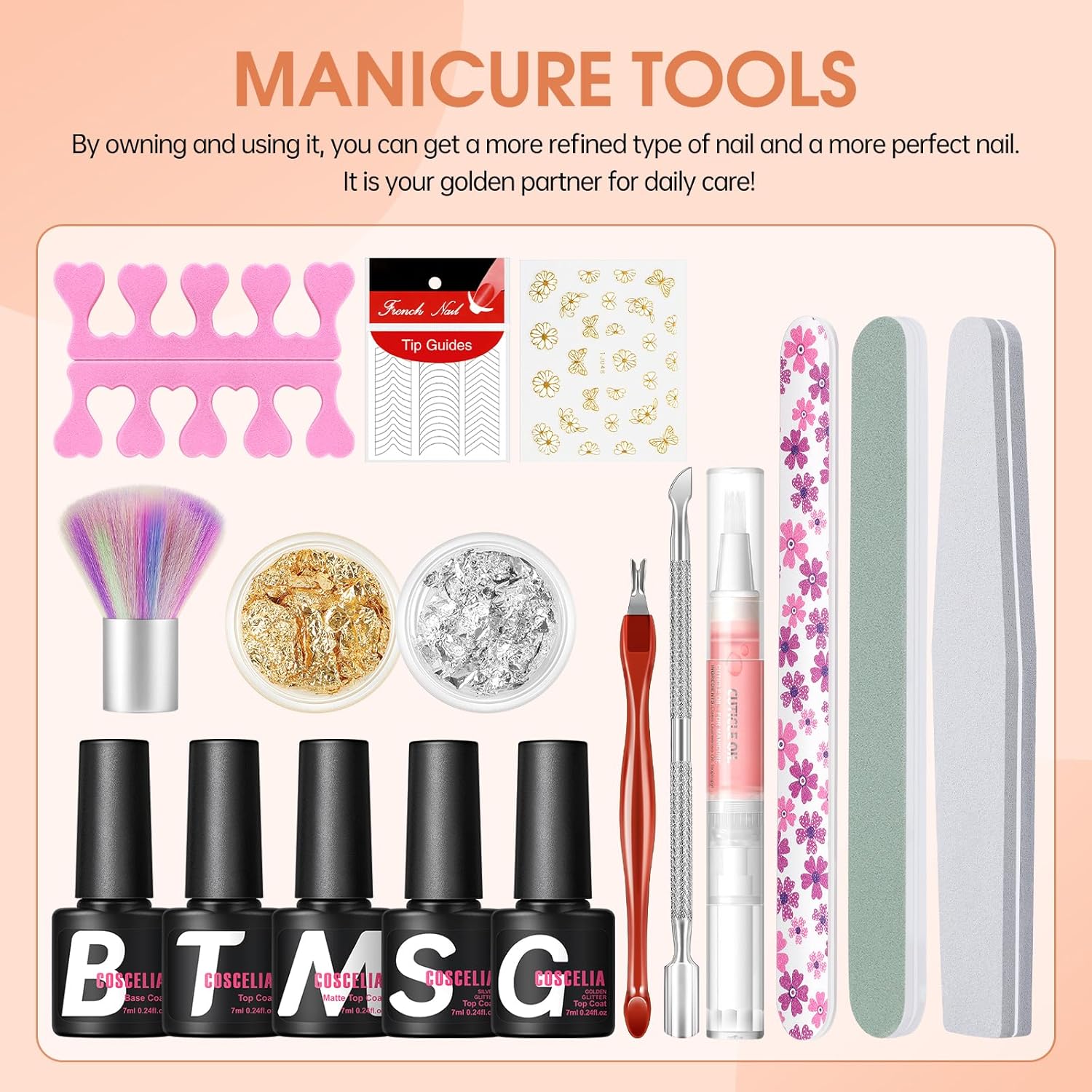 COSCELIA 20+5 Color Semi-Permanent Nail Kit with UV/LED Lamp