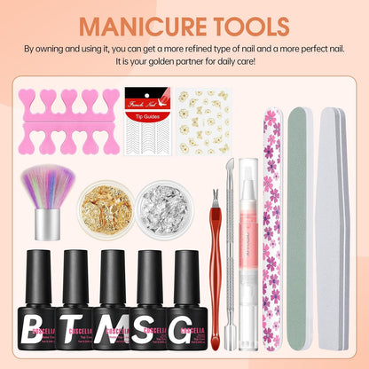 COSCELIA 20+5 Color Semi-Permanent Nail Kit with UV/LED Lamp