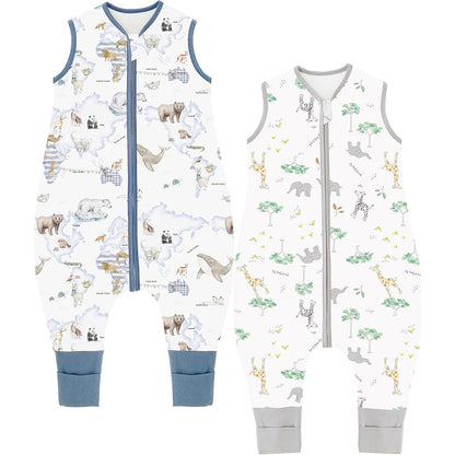 Chilsuessy Baby Sleeping Bag with Feet 1.5 TOG Cotton Wearable Blanket for Toddlers