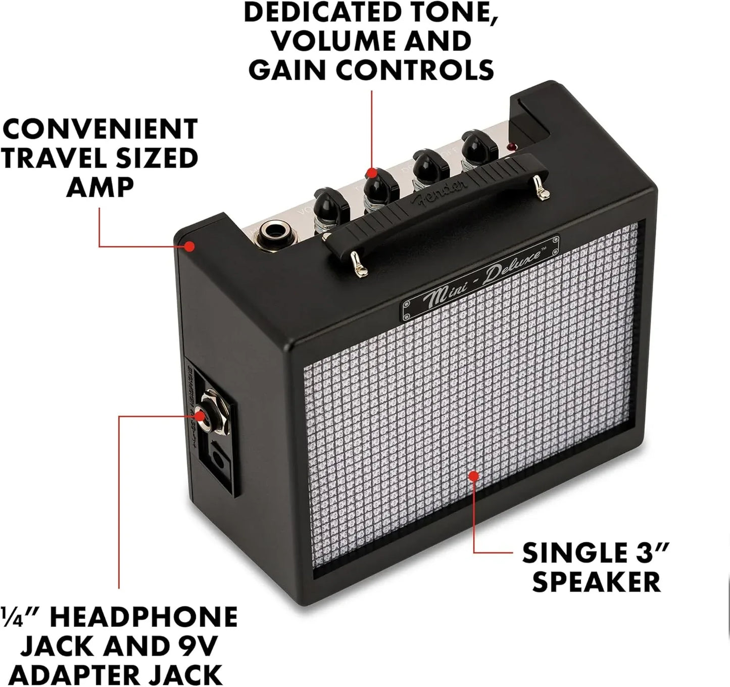 Fender Mini Deluxe 1W Portable Black Guitar Amplifier – Compact Sound - Gomix Brands Outlet