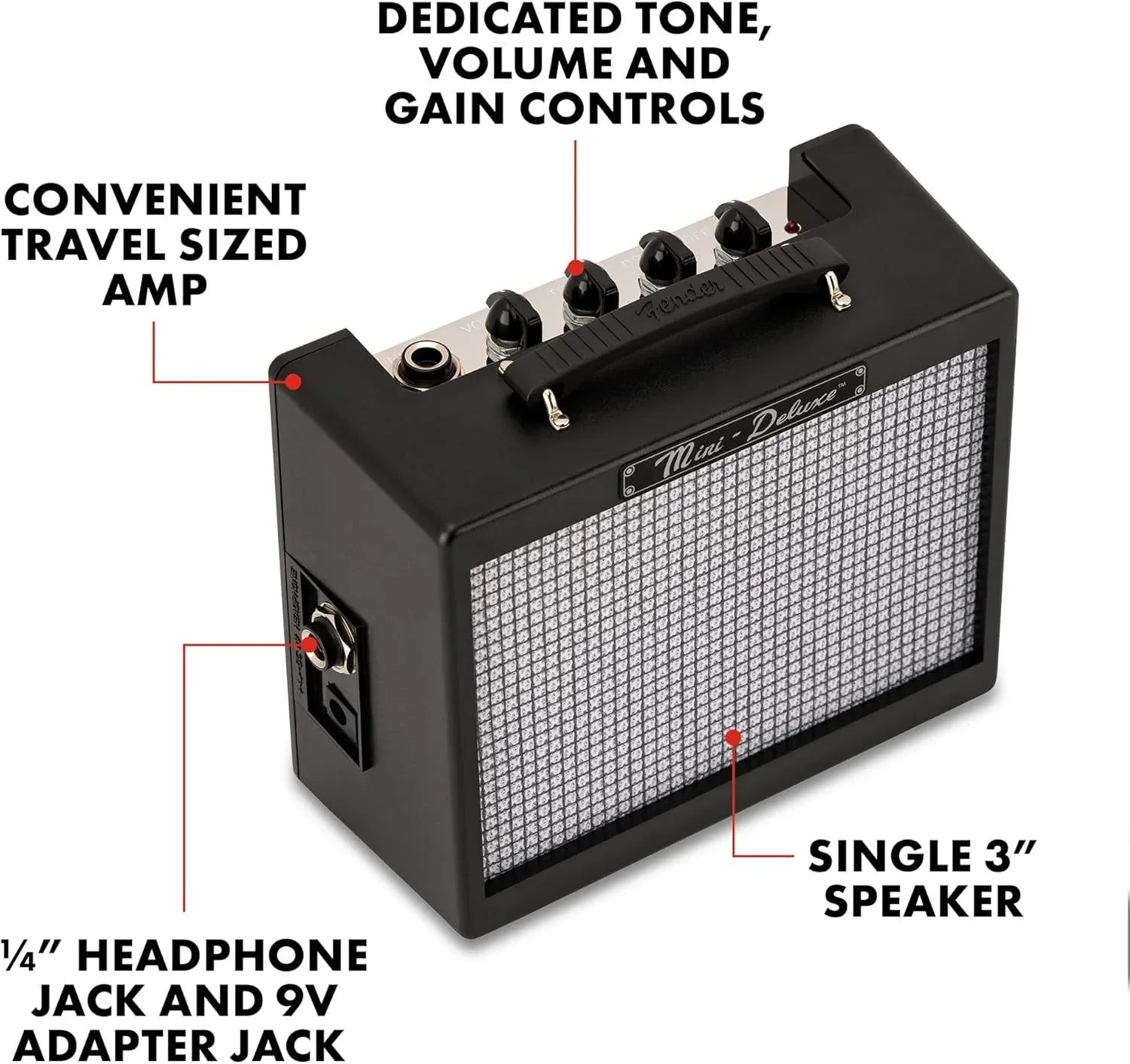 Fender Mini Deluxe 1W Portable Black Guitar Amplifier – Compact Sound - Gomix Brands Outlet