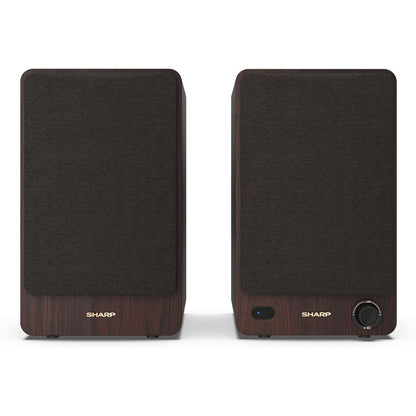 Sharp CP-SS30 Brown 60W RMS 2‑Way Active Bookshelf Speakers