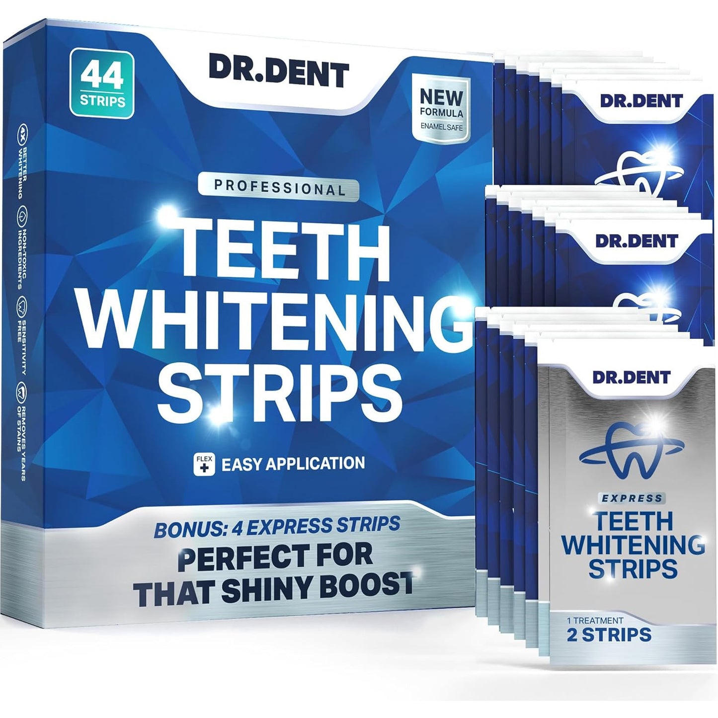 DR.DENT Professional Teeth Whitening Strips – 44 Count, Pain‑Free, At‑Home