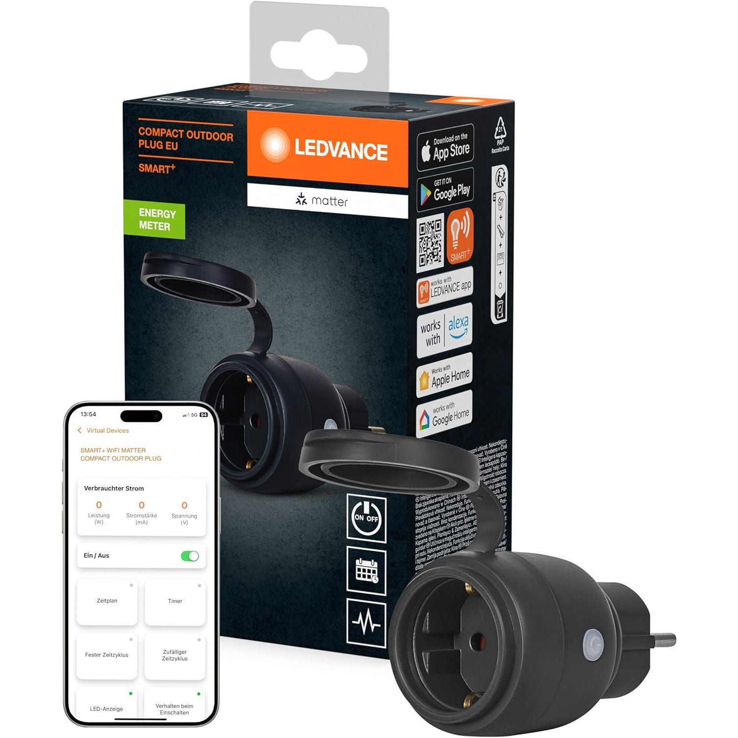 LEDVANCE Smart+ Matte Outdoor Plug with Matter Wi‑Fi Control