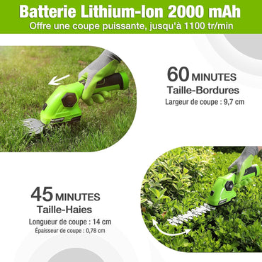 WORKPRO 7.2V Cordless Hedge & Grass Trimmer with Rotating Handle