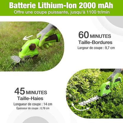 WORKPRO 7.2V Cordless Hedge & Grass Trimmer with Rotating Handle