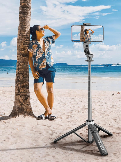 Qirita C13SS Selfie Stick Tripod with Remote 52-Inch Extendable Phone Stand Black