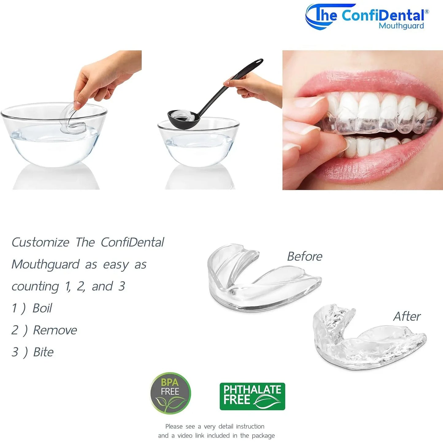 ConfiDental Moldable Night Guard – 3‑Model Pack, BPA‑Free, Blue - Gomix Brands Outlet