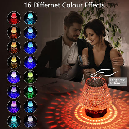 Rouclo Crystal Table Lamp 16 Colours LED USB-C Touch Remote Control 12.5 cm