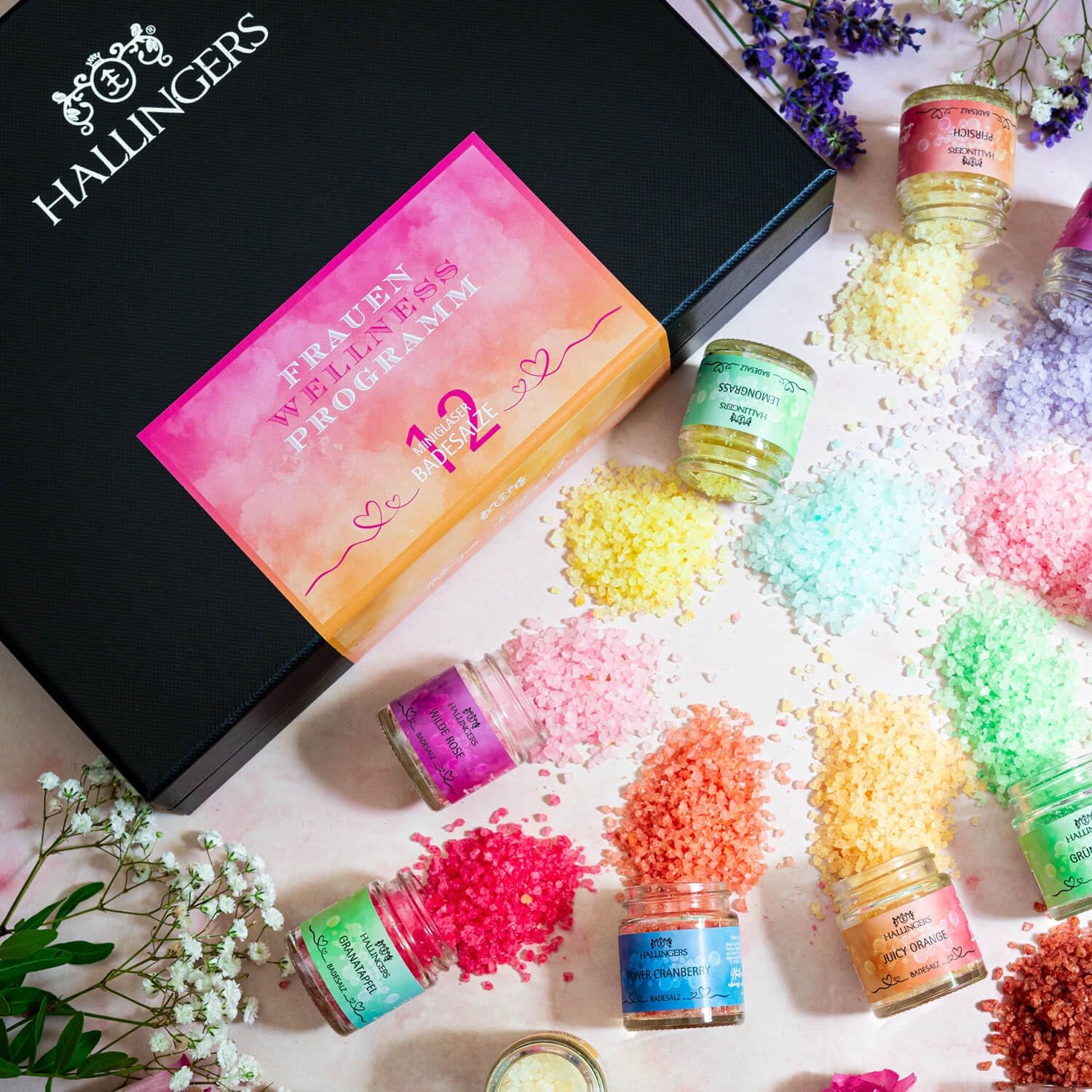 Hallingers 12-Piece Dead Sea Bath Salt Gift Set – Aromatic Mini Jars