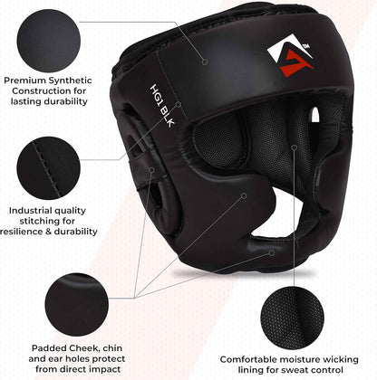 AQF Premium Full Face Boxing Headguard: MMA Training Headgear Muay Thai Sparring Protection