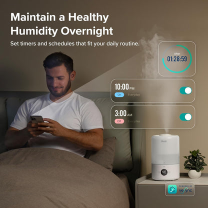 LEVOIT Smart Cool Mist Top Fill Humidifier 3L White