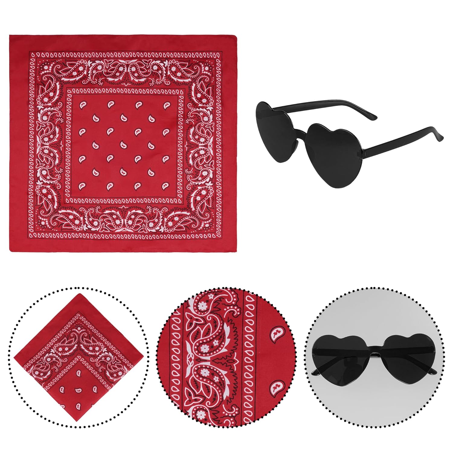 Western Cowgirl Costume Set with Fringe Vest, Hat, Sunglasses, Bandana