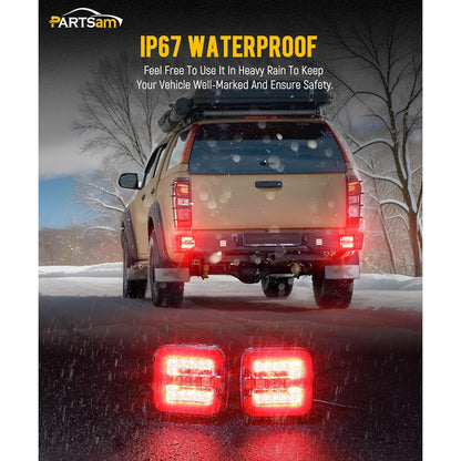 Partsam Square LED Magnetic Trailer Light Kit with 7‑Pin Plug