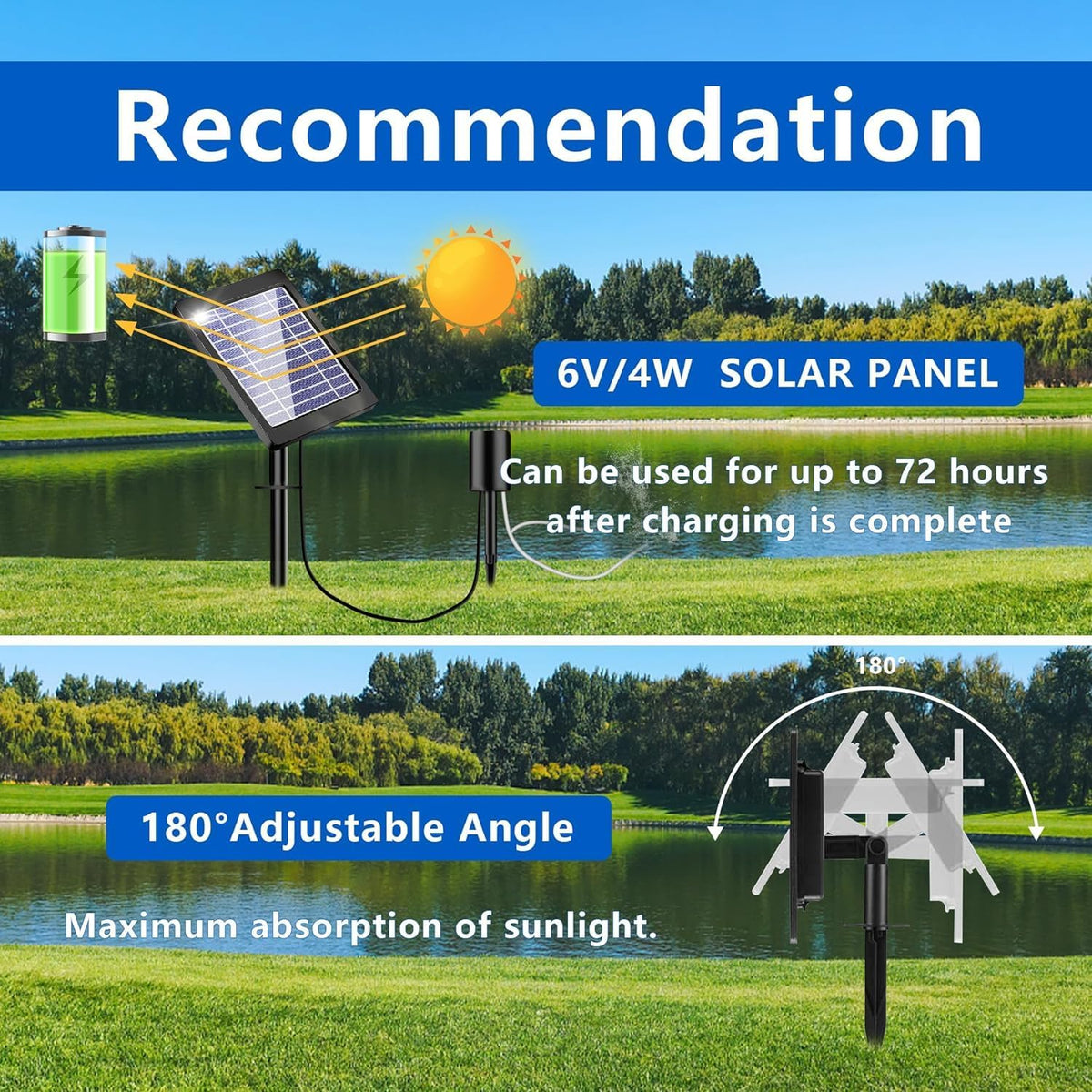 KASTOBS AP015 4W Solar Pond Aerator Air Pump Black