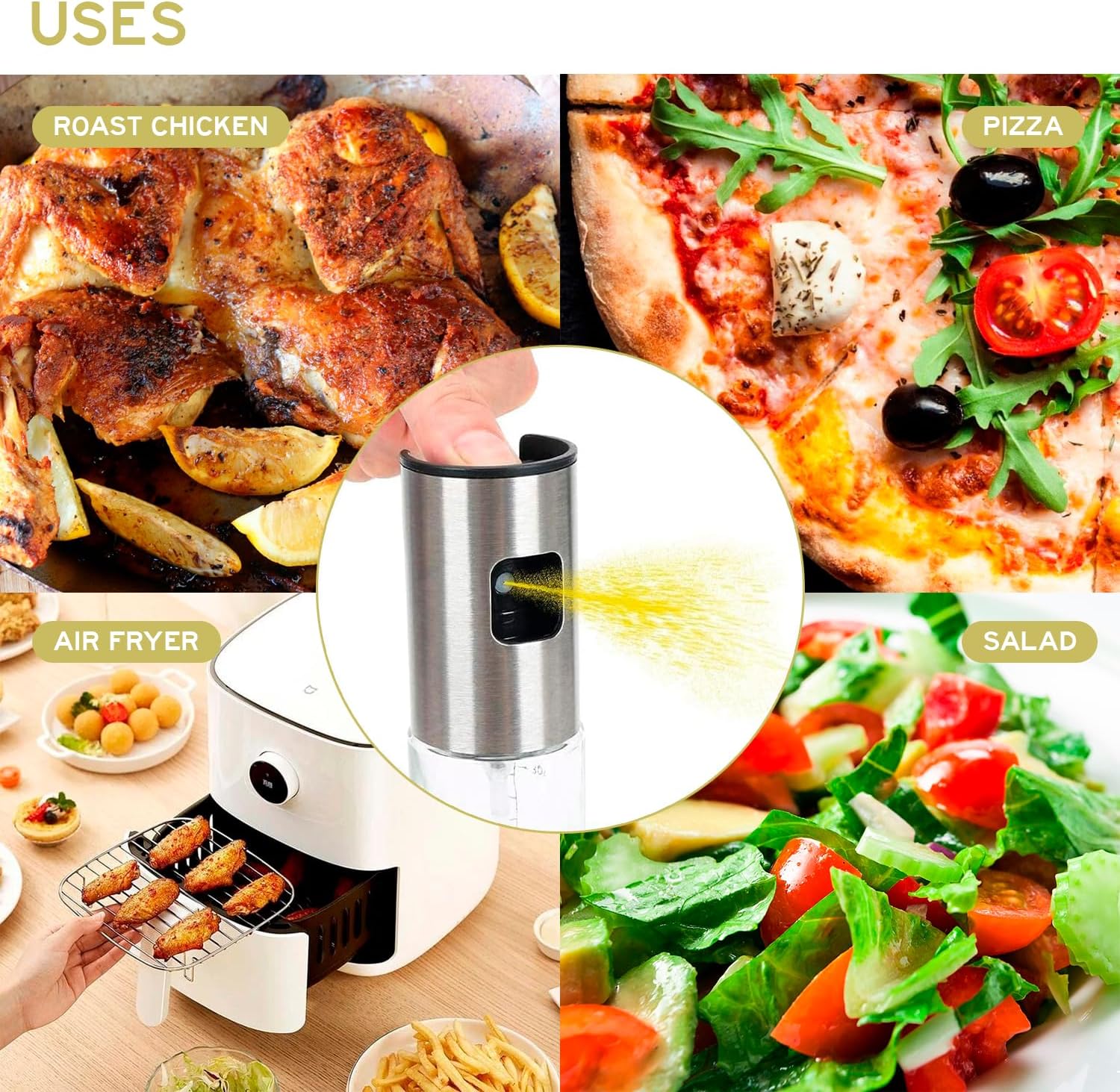 Edihome 100ml Non-Drip Kitchen Oil Sprayer with Stainless Steel Bottle