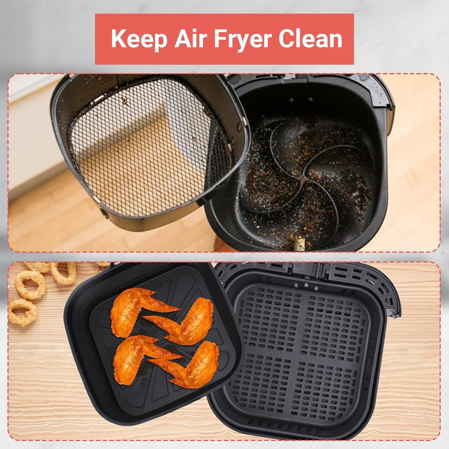 Alyvisun Silicone Air Fryer Liner Set 2-Piece 21 cm Reusable Foldable