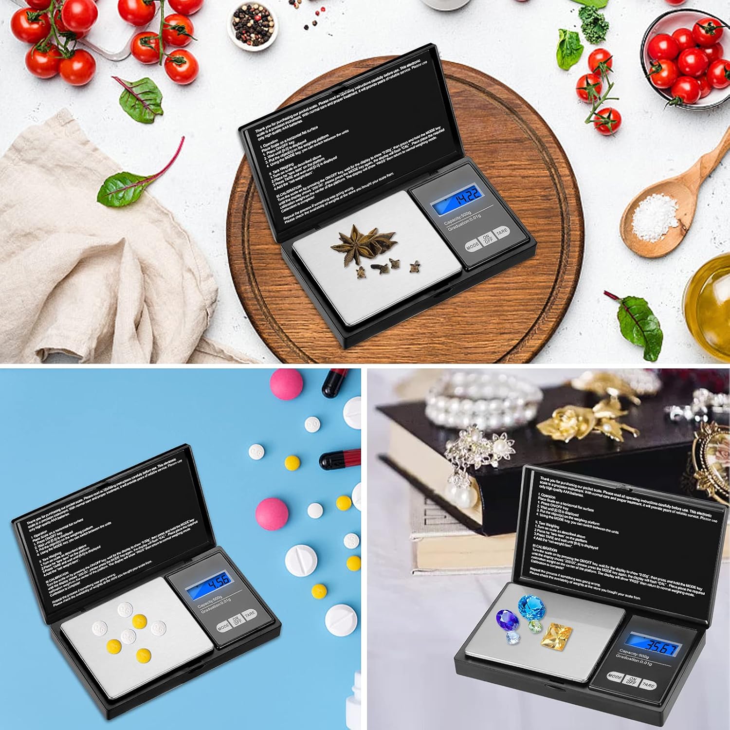 Aurora & Tithonus Stainless Steel 500g Digital Precision Kitchen Scale