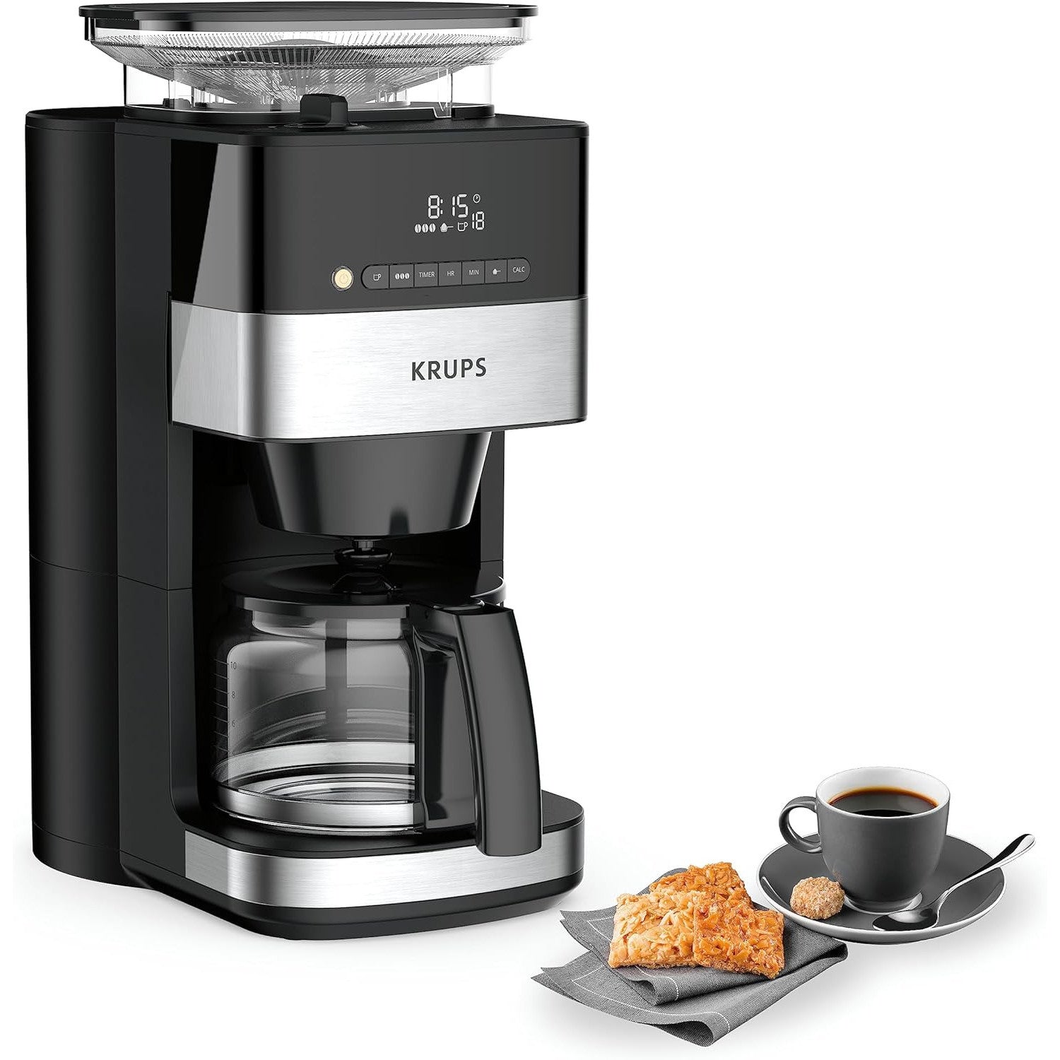 Krups Grind Aroma 10‑Cup Programmable Coffee Maker with Built‑In Grinder