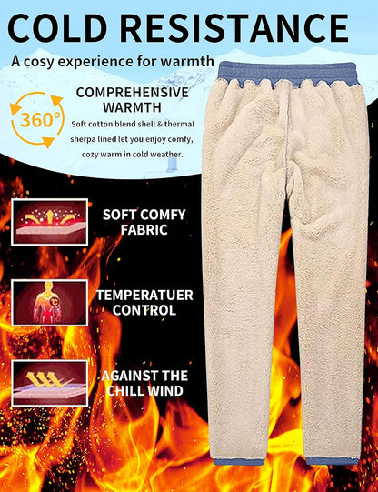 TACVASEN Men's Lined Winter Jogging Pants with Sherpa Lining