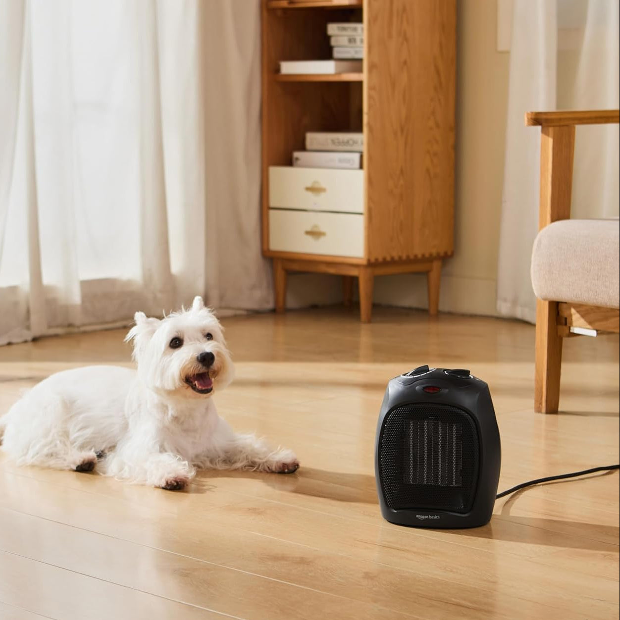 Amazon Basics Ceramic Space Heater 1800W Adjustable Thermostat Black DQ075 UK