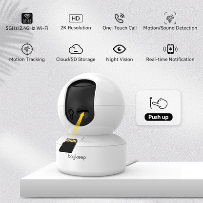 BoyKeep 2K Indoor Pet Camera, 360° Pan Tilt, Night Vision