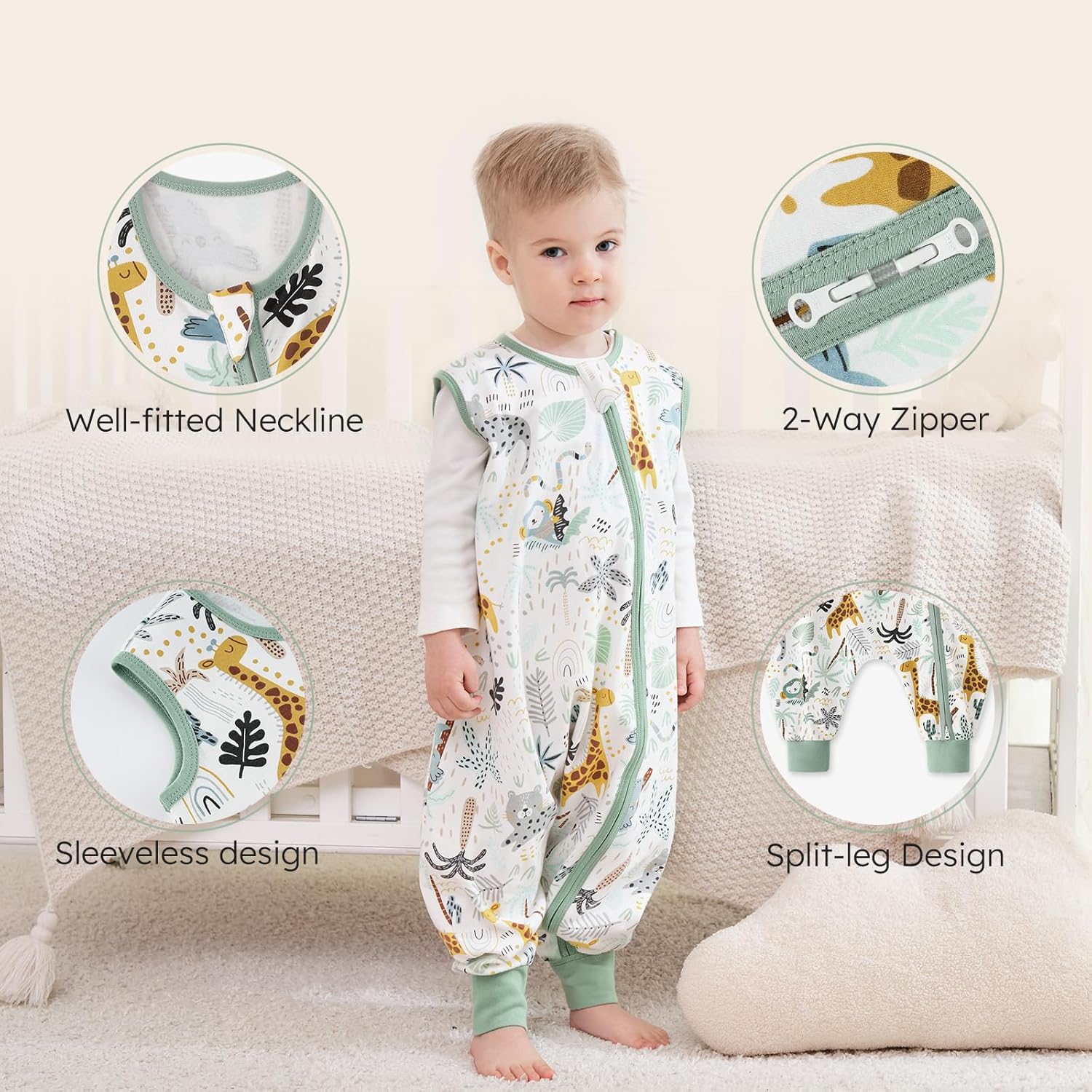 Yoofoss 2 x Baby Summer Sleeping Bags with Feet 100% Cotton