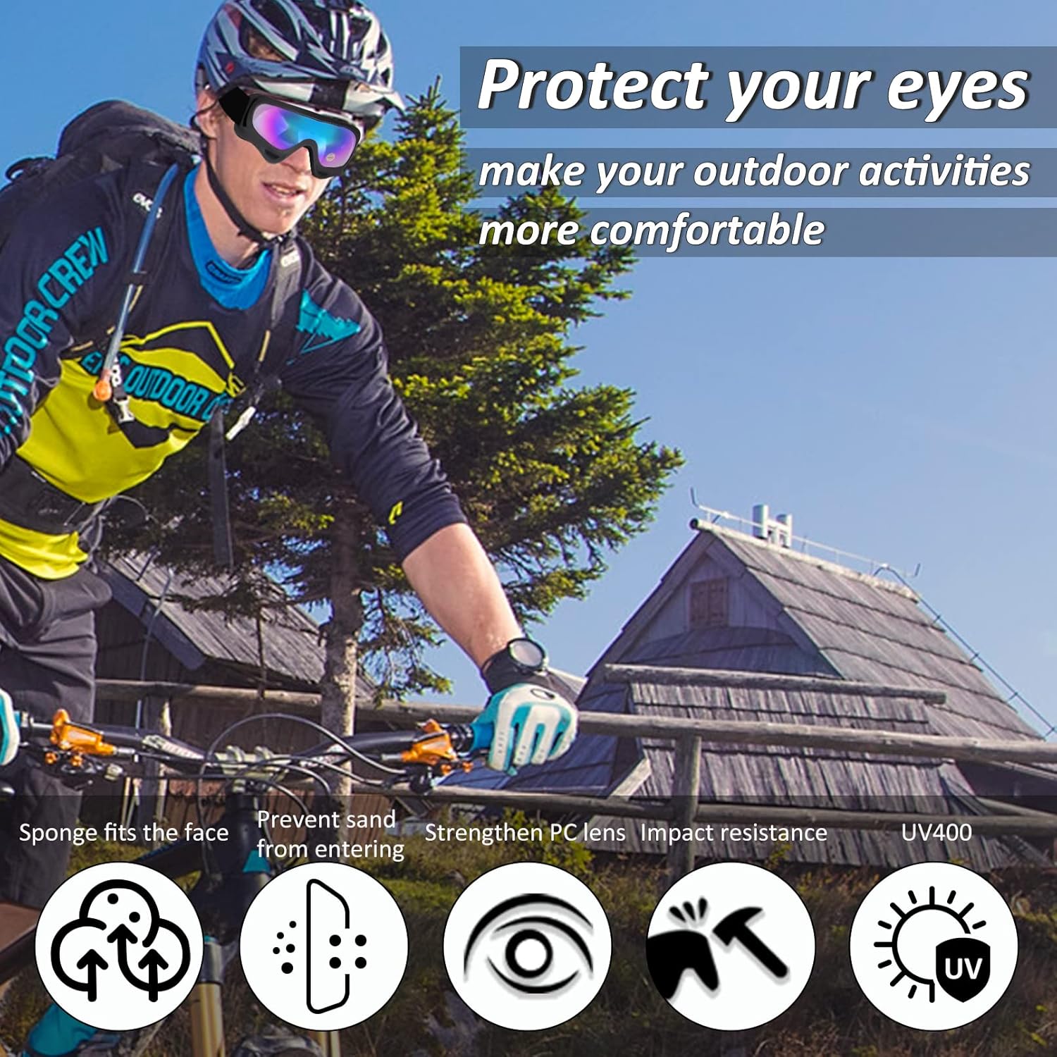 LMAVAG Motorcycle Goggles 2 Pack Dirt Bike ATV UV400 Anti-Fog Impact-Resistant Dustproof