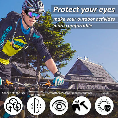 LMAVAG Motorcycle Goggles 2 Pack Dirt Bike ATV UV400 Anti-Fog Impact-Resistant Dustproof