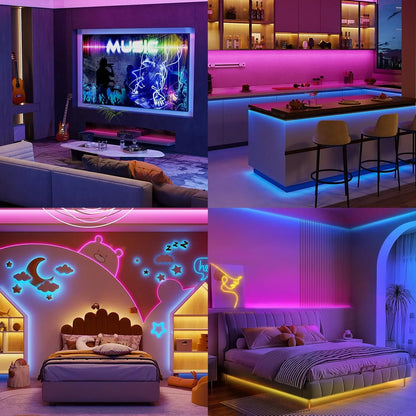 HOVVIDA 5m RGB LED Strip with App, Remote, Music Sync - Gomix Brands Outlet