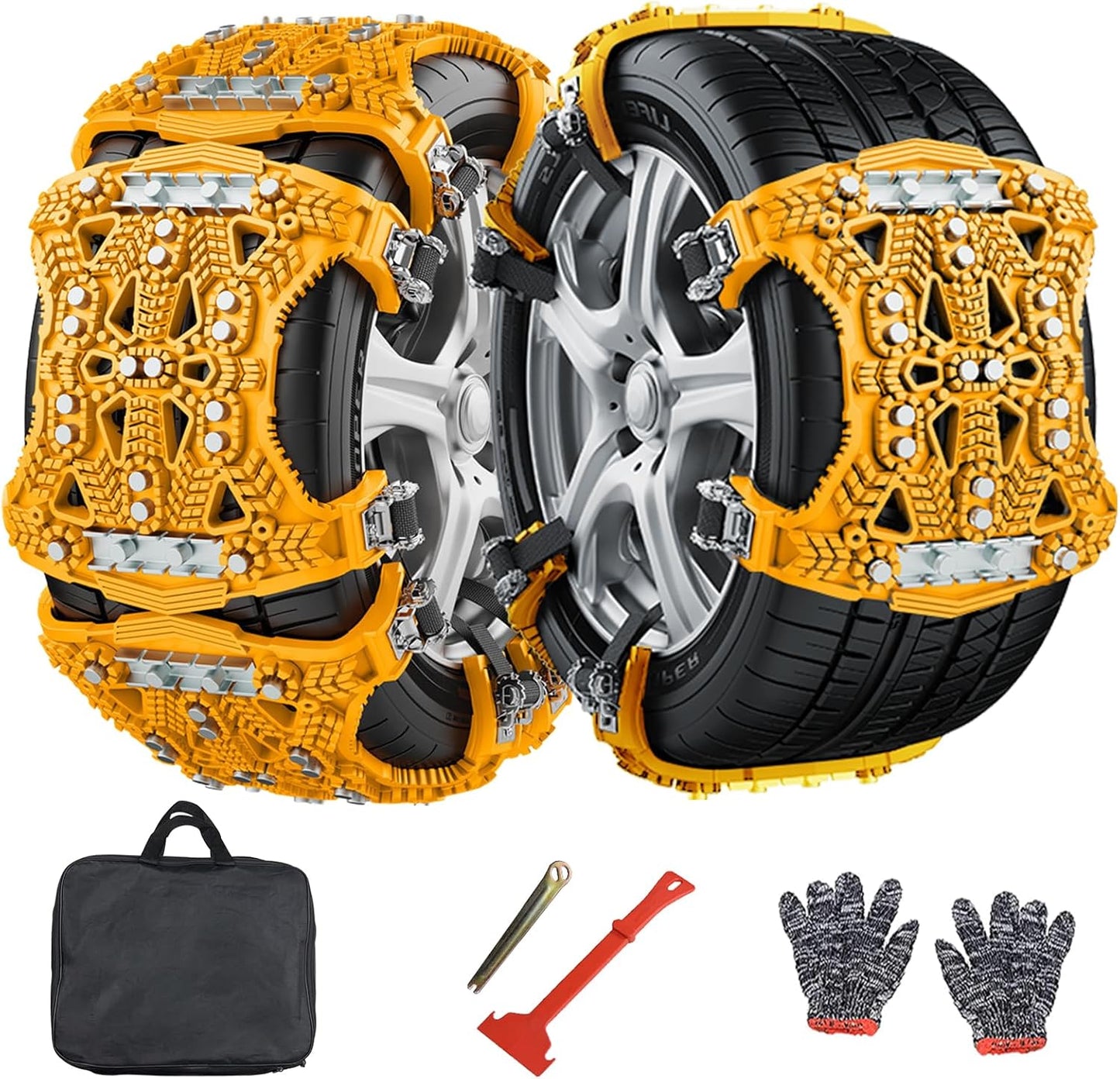 Barbella 6‑Pack TPU Snow Chains – Universal Adjustable Anti‑Slip Tire Chains