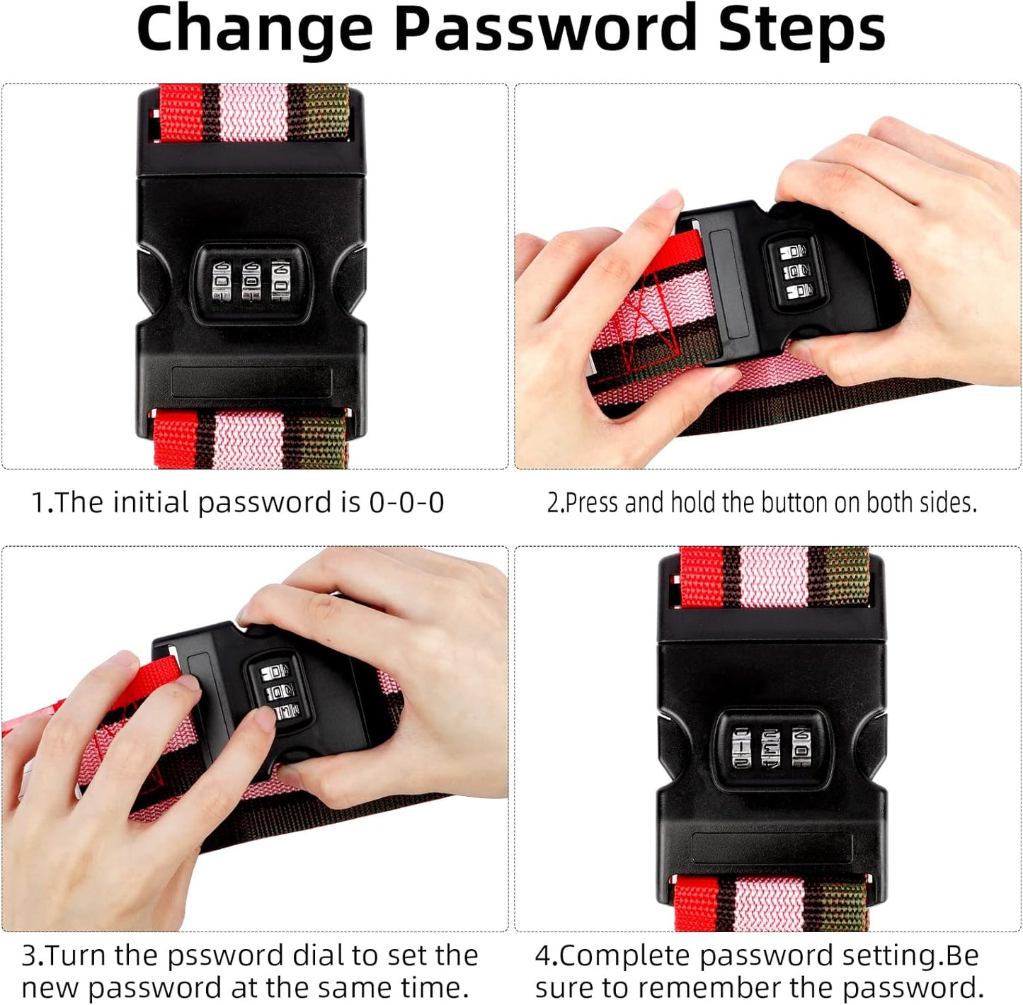 Adjustable Polyester Luggage Belt Strap with 3‑Pin Lock