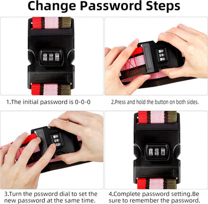 Adjustable Polyester Luggage Belt Strap with 3‑Pin Lock