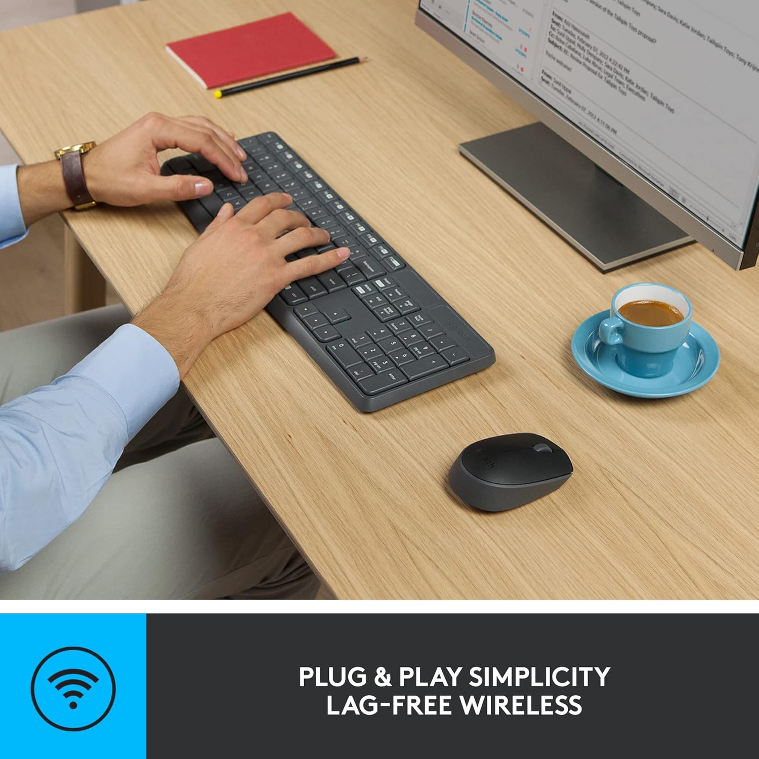 Logitech MK235 Wireless Keyboard and Mouse Combo for PC